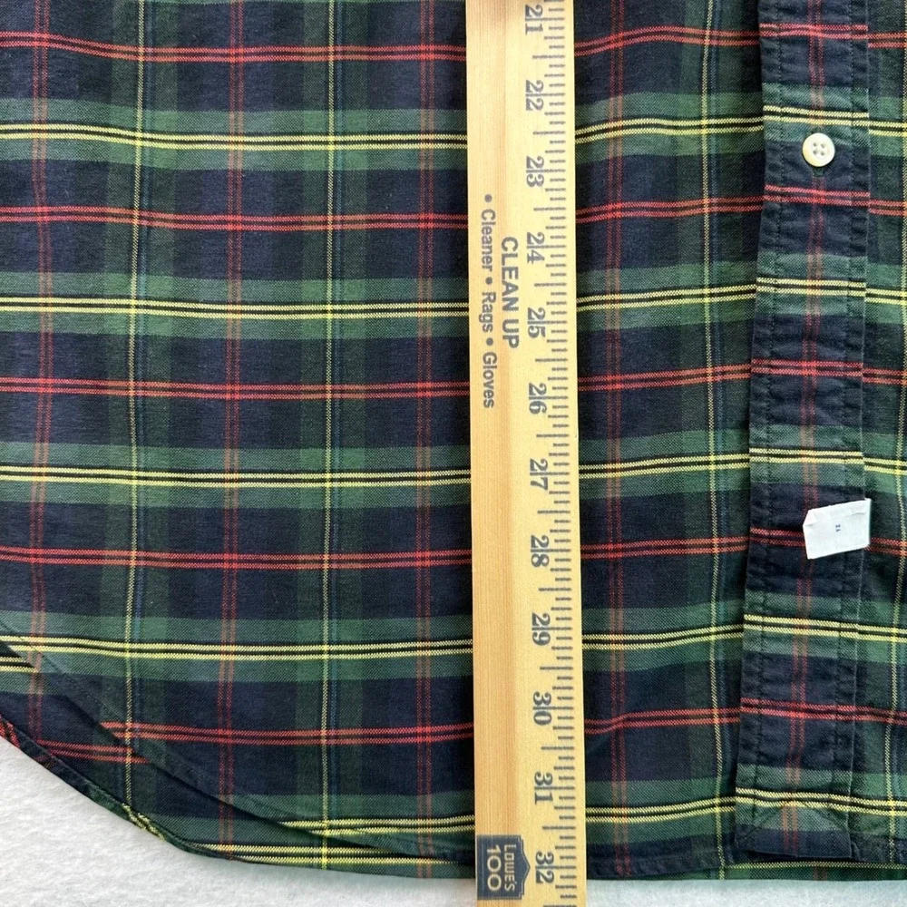 VTG Ralph Lauren The Big Shirt Mens Large Green Plaid Button Down Logo Crest